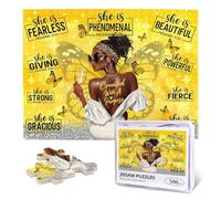 Vintage African Art Jigsaw Puzzle 500 Piece Afro Black Women Jigsaw Puzzles for Adults Hard Challenge Art Jigsaw Puzzles for Gifts America African Queen Birthday Party Games Family 20.4 * 15 inch