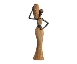 Vintage African Lady Figurine, Creative Tribal Female Sculpture, Home Decor Accent for Living Room, Shelf, Office, Cabinet