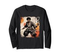 Vintage African Samurai Afro American Bushido Warrior Katana Long Sleeve T-Shirt
