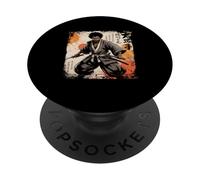 Vintage African Samurai Afro American Bushido Warrior Katana PopSockets Adhesive PopGrip