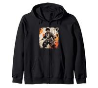 Vintage African Samurai Afro American Bushido Warrior Katana Zip Hoodie