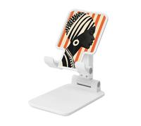Vintage African Woman With Headdress Foldable Cell Phone Stand Adjustable Angle Height Desktop Portable Cellphone Cradle Compatible With All Smartphone White-Style