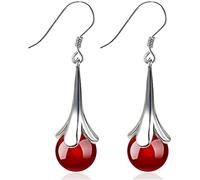 Vintage Agate Stone Imitation Flower Leaf Tassel Hook Earring Jewellery for Women, RedDurability
