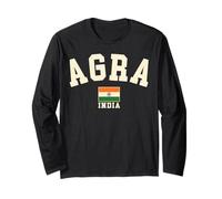 Vintage Agra India Indian Flag Souvenir Retro Graphic Long Sleeve T-Shirt