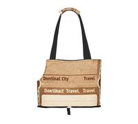 Vintage Airline Ticket Pet Carrier Bag-Foldable Travel Tote For Small Dogs Cats, Portable Soft Sided Pet Crate With Seatbelt For Cat Puppy