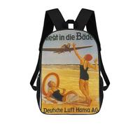 Vintage Airplane Beach Travel Children's 17 Inch School Backpack 3D Printed Casual Daypacks for Kids Travel Rucksacks Book Bags Kids School Bag