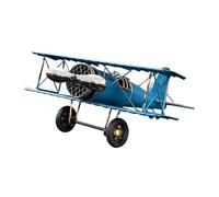 Vintage Airplane Decor Iron 21x18cm 180g Classical Biplane Model, Retro Metal Plane Ornament for Home, Office, Living Room, Shelf, Birthday Gift
