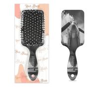 Vintage Airplane Hair Brush Transportation Pattern Wet Dry Air Cushion Hair Brush Plastic Detangler Hairbrush for Kids Adults Back To School Gift Women Men