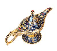 Vintage Aladdin Magic Genie Lamp Light for Home Party Wedding Table Decoration & Gift,Classic Zinc Alloy Arabian Lamp Jewelry Box（Gold & Blue）