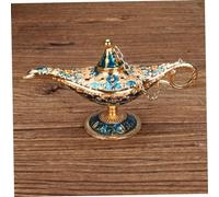 Vintage Aladdin Magic Lamp |Golden Blue Classic Vintage Aladdin Light Zinc Alloy Magic Genie Costume Prop Lamp Home Tabletop Decoration
