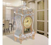 Vintage Alarm Clock, Large Retro Antique Table Clock for Bedside, Non-Ticking (White)
