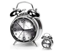 Vintage Alarm Clock, Old Fashioned Retro Alarm Clock, Glow in the Dark Analog Quartz Clock with Light, Battery Operated Twin Bell Bedside Loud Alarm for Heavy Sleepers Adults Kids Home Travel School