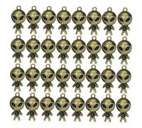 Vintage Alien Pendant Necklace Charms 50pcs Antique Alloy Jewelry Making Accessories for Diy Crafts Retro Green Color for Keychains and Bracelets