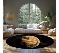 Vintage Alien Planet Space Circle Door Mat 90cm - Living Room Non Slip Foldable Round Area Rugs for Bedroom Playroom Dorm Patio Balcony