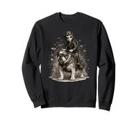 Vintage Alien Riding Bulldog Funny Sci Fi Retro UFO Dog Sweatshirt