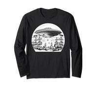 Vintage Alien Weed UFO Abduction Marijuana Cannabis Funny Long Sleeve T-Shirt