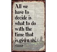 Vintage All We Have to Decide is What to Do with The Time That is Given Us to Everyone Poster Metal Aluminium Tin Sign 12x16 Inch Wall Decor
