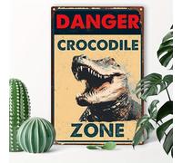 Vintage Alligators Metal Sign,Warning Sign Danger Crocodile Zone Alligators Sign Funny Tin Signs for Wall Decor, Outdoors, Patio, Gifts, Cafe 12x8 Inch