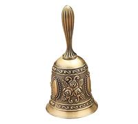 Vintage Alloy Hand Dinner Bell Loudly Sound Rustproof Engraved Bell for Pets, Family Members, Students with Embossed Design (Bronze Uniform Size)