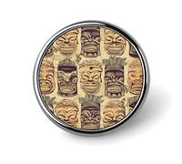 Vintage Aloha Tiki Pattern Badge,Comfort Light in Weight Round Emblem Cute Funny Decor Brooch Smooth Does Not Fade Badges for Hats Jackets Coat Shirt