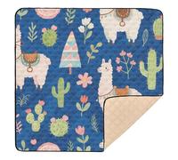 Vintage Alpaca Animal Dark Blue Large Sturdy Baby Playmat for Indoor Outdoor Cozy Breathable Baby Play Tummy Time Mat for Babies Infants Toddlers, 50'' x 50''
