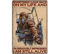 Vintage Aluminum Metal Poster Plaque Pilot Sometimes I Look Back On My Life and I'm Seriously Impressed I Am Still Alive Metal Sign Retro Wall Decor for Home Kitchen Cafe Bar 8x12 Inch