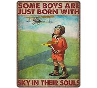 Vintage Aluminum Sign Metal Poster Plaque Some Boys are Just Born with Sky in Their Souls Metal Sign Retro Wall Decor Nostalgic Wall Art for Home Kitchen Cafe Bar 8"x12"