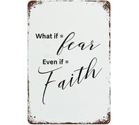 Vintage Aluminum Sign Metal Poster Plaque What If = Fear What If = Faith Metal Sign Iron Painting Retro Wall Decor Nostalgic Wall Art for Home Kitchen Cafe Bar Sign Holiday 8"x12"
