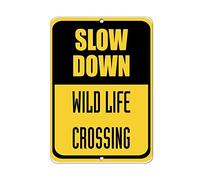 Vintage Aluminum Sign Slow Down Wildlife Crossing Traffic Sign Plaque 8x12 Inch