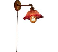 Vintage Amber Flower Glass Wall Sconce, Purple Clear Glass Nordic Modern Light, Pull Chain d Farmhouse Lamp, Bedroom Living Room Bedside Wall Mounted