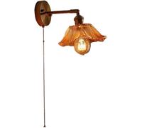 Vintage Amber Flower Glass Wall Sconce, Purple Clear Glass Nordic Modern Light, Pull Chain d Farmhouse Lamp, Bedroom Living Room Bedside Wall Mounted