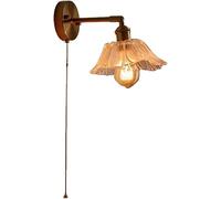 Vintage Amber Flower Glass Wall Sconce, Purple Clear Glass Nordic Modern Light, Pull Chain d Farmhouse Lamp, Bedroom Living Room Bedside Wall Mounted