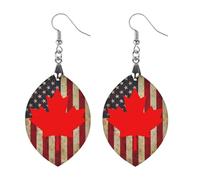 Vintage America-Canada Flag Novelty Women's Dangle Earrings Fashion Printed Wood Earring Drop Pendants Jewelry