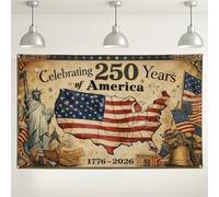 Vintage America Celebration Backdrop, Patriotic USA Flag Design, Rustic Independence Day Party Decorations, 250 Years of Freedom Photo Background for Events 71x43 Inch