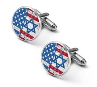 Vintage America Flag And Israel Flags Shirt Cufflinks Round Cuff Links for Business Wedding Party Father's Day Gift 2.0cm