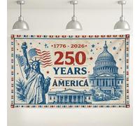 Vintage America Flag Backdrop, Patriotic USA Independence Decorations, Red Blue White Retro Photography Background for 250 Years Celebration 71x43 Inch