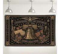 Vintage America History Wall Backdrop, Patriotic Black and Gold Decorative Banner, Memorial Day Independence Day Photo Background for Events Celebrations 71x43 Inch
