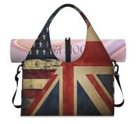 Vintage America UK Flag Sports Duffle Bag with Shoe Compartment Weekend Overnight Bags Tote Cabin Luggage Bag for Gym Yoga Travel