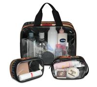 Vintage America UK Flag Travel Makeup Bag for Women Men, Translucent Cosmetic Bags 3 Pcs Large Shower Wash Pouch Toiletry Cosmetic Toiletries Organizer