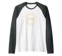 Vintage American 13 Stars in a Circle 1776 USA Pride Symbol Raglan Baseball Tee