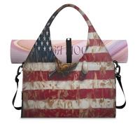 Vintage American Baseball Flag Sports Duffle Bag with Shoe Compartment Weekend Overnight Bags Tote Cabin Luggage Bag for Gym Yoga Travel