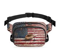 Vintage American Baseball Flag Waist Bag Multifunction Pack for Travel Sport Running Fanny Pack Bumbag Pouch Purse Belt Bag for Women Men Kids Girls Boys