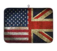 Vintage American British Flag Microfibre Dish Drying Mat Flag Absorbent Dish Drying Drainers Mats for Kitchen Spoon Glass Plate 45.7 x 60.9 cm