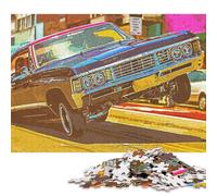 Vintage American Car Puzzles 500 Pieces Wooden Puzzles for Adults & Teenager Stress Relief Toys 500pcs (52x38cm)