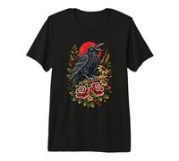 Vintage American Crow Tattoo Style Birdwatching Design Premium T-Shirt