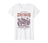 Vintage American Custom Motorcycle Speed Shop Biker Value Graphic T-Shirt, Women, White, XS
