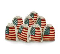 Vintage American Flag 4Th of July USA 8 PCS Muslin Bags with Drawstring Sachet Bags Empty Small Cotton Drawstring Bag Muslin Reusable & Washable Cotton Bag for Herb Spice Candy Soap Jewelry Wedding Gi