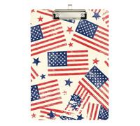 Vintage American Flag Acrylic Clipboard Cute Clip Board Hardboard Clipboards Standard Size with Low Profile Metal Clip for Teacher Student Lawyer Nurse
