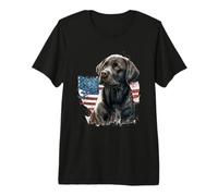 Vintage American Flag Black Lab Portrait Premium T-Shirt