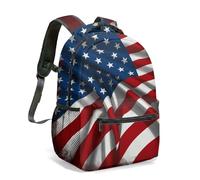 Vintage American Flag Hockey Backpack 16 Inch Patriotic Stars and Stripes Distressed Puck Crossed Sticks All Over Print Bag (07)